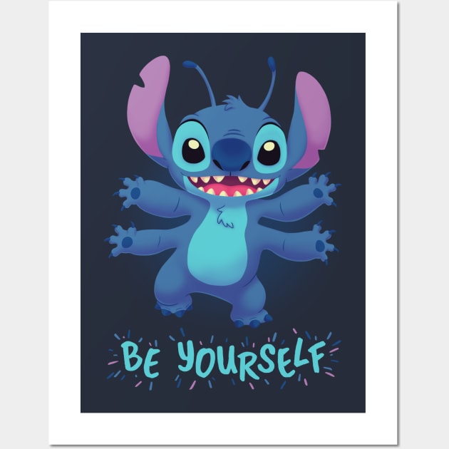 Be Yourself // Cute Stitch, 90s Kid, Experiment 626, Ohana Wall Art by Geekydog